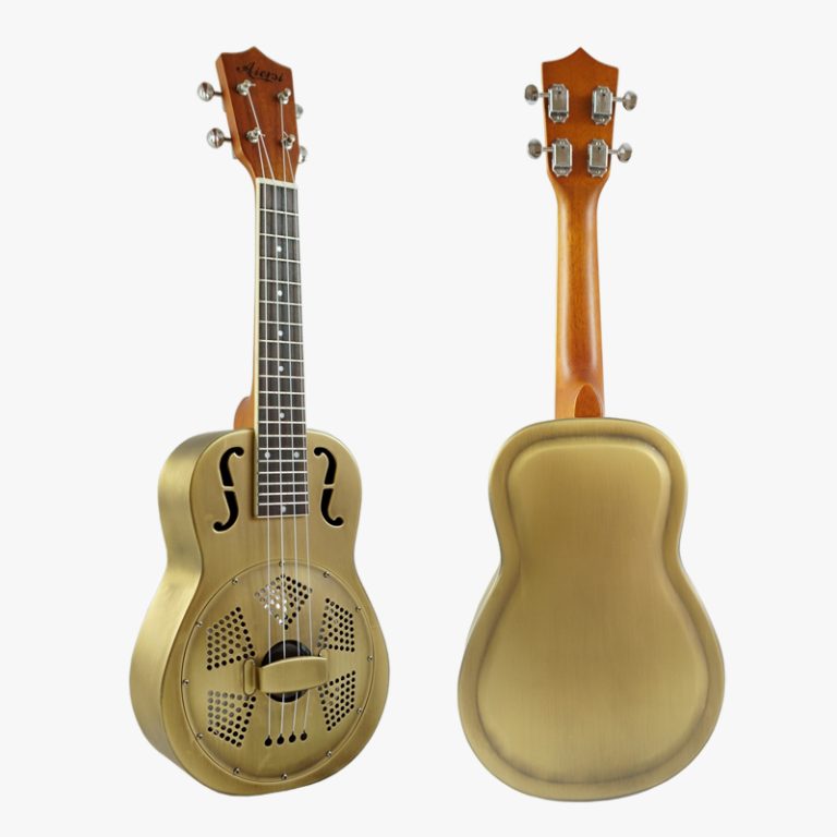 F Hole Vintage Bell Brass 24 Inch Concert Resonator Ukulele Sinomusic